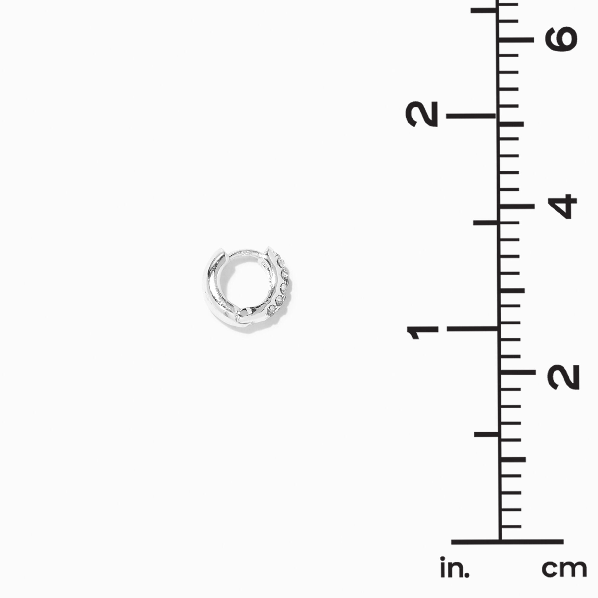 Silver 10MM Crystal Huggie Hoop Earrings,