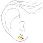 Sterling Silver Rainbow Rave Ball Stud Earrings - White,