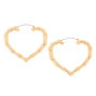 Gold 60MM Heart Bamboo Hoop Earrings,