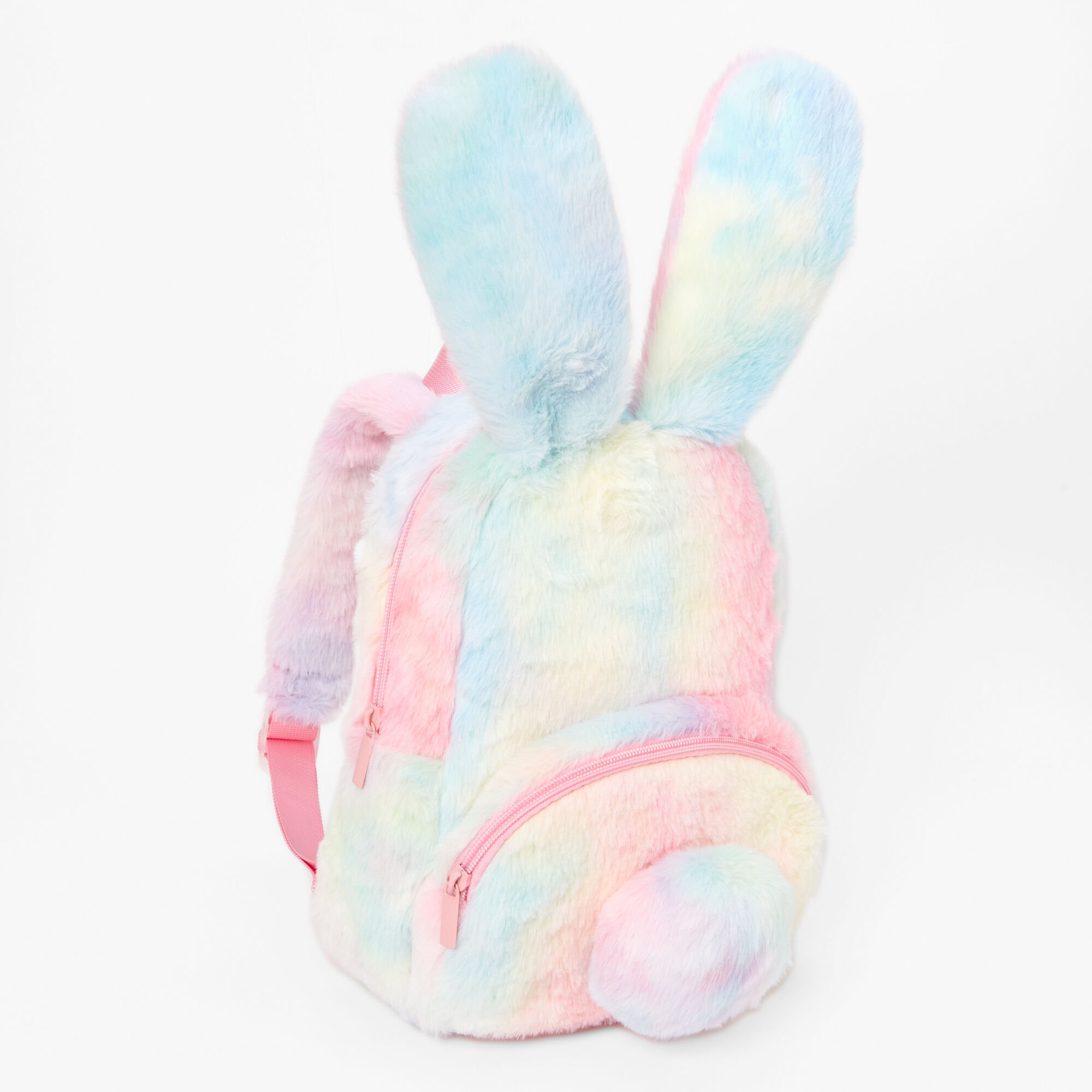 Claire's Club Pastel Tie Dye Bunny Furry Mini Backpack,