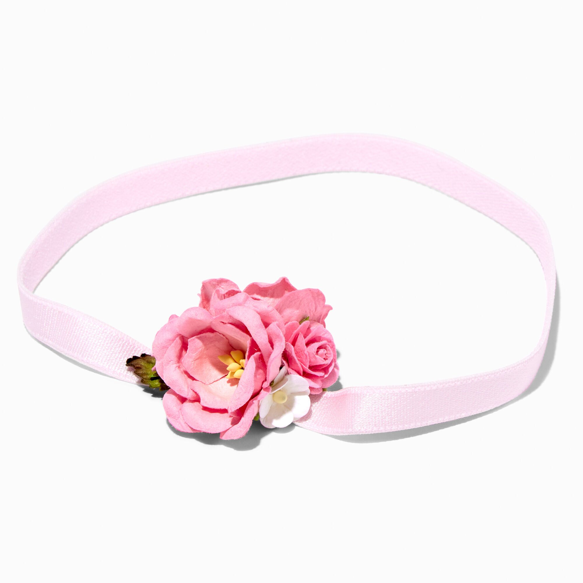 View Claires Club Dainty Flower Headwrap Pink information