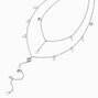 Silver-tone Cubic Zirconia Drip Y-Neck Multi-Strand Necklace,