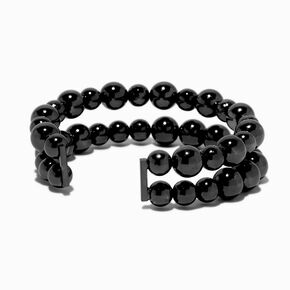 Bracelet manchette boule couleur h&eacute;matite,