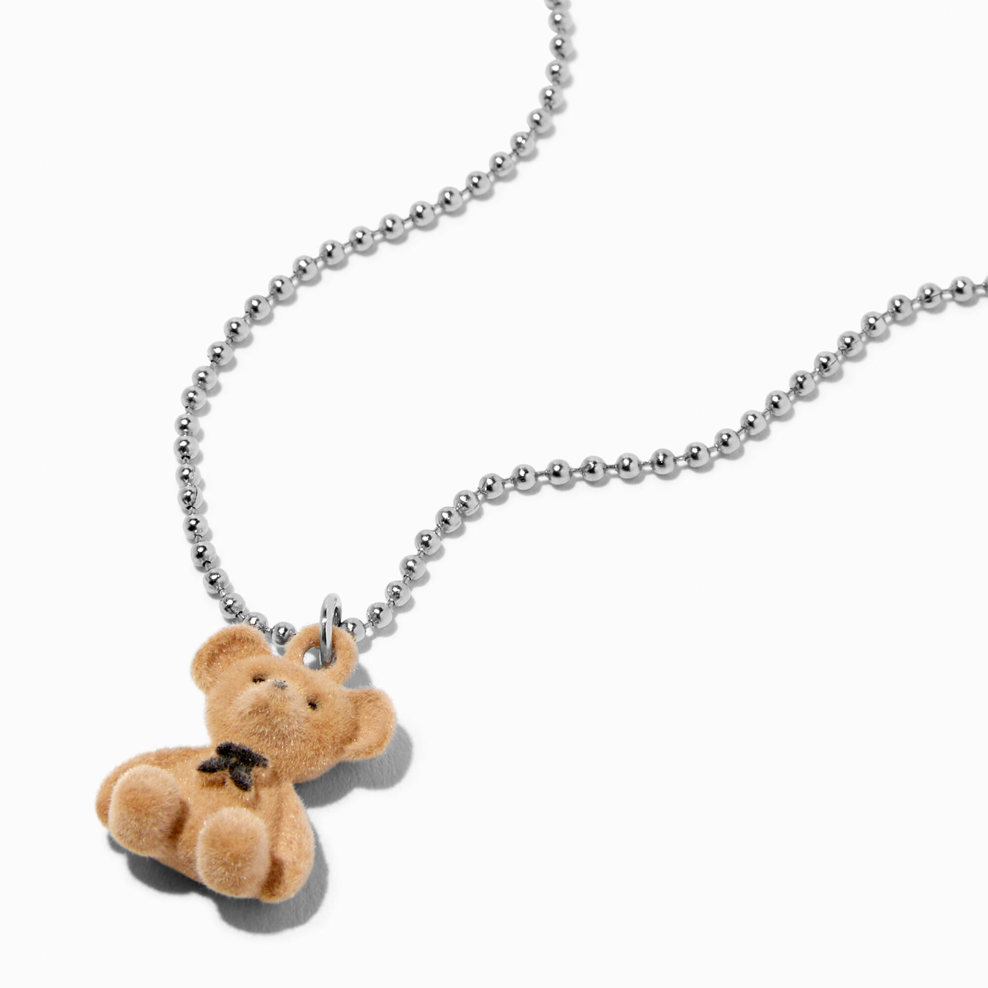 Fuzzy Brown Teddy Bear Pendant Necklace | Claire\'s US