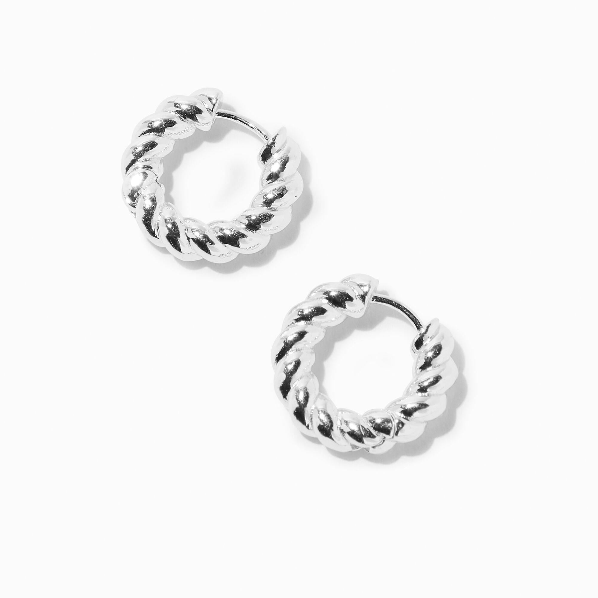 View C Luxe By Claires Plated Twisted 16MM Hoop Earrings Silver information