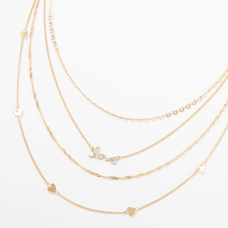 Claire's Collier multi-rangs « Love » éternité couleur dorée