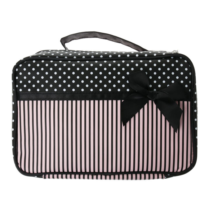 Trousse &agrave; maquillage avec poches &agrave; rayures et pois,