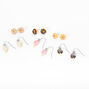Silver Donut Ice Cream Mixed Earrings - 6 Pack,