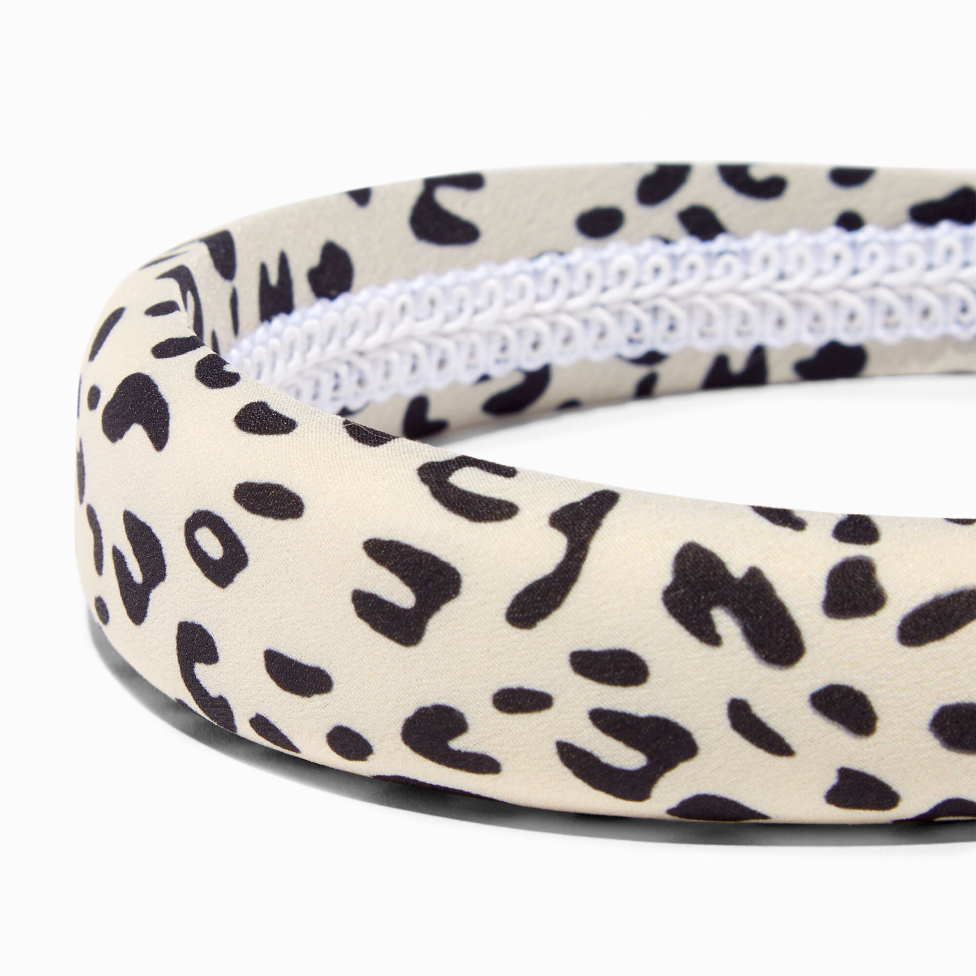 Cream Animal Print Puffy Headband,