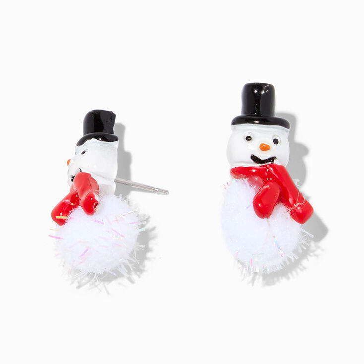 Pom Pom Snowman 1&quot; Drop Earrings,