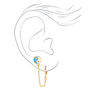 Gold Huggy Hoop &amp; Yin Yang Stud Connector Chain Earrings,