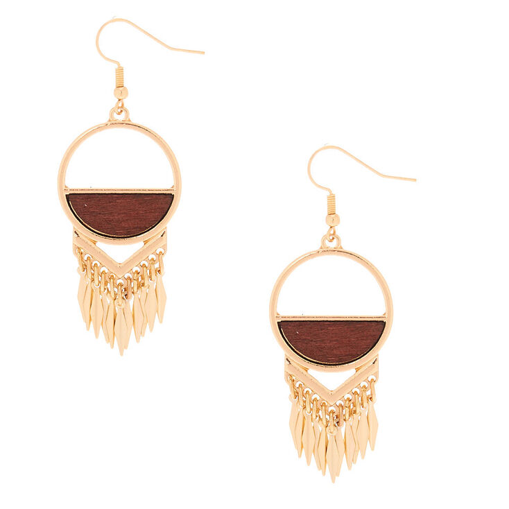 Claire's Pendantes en bois d'imitation 5 cm couleur doré