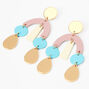 Gold 2&quot; Pastel Geometric Drop Earrings,