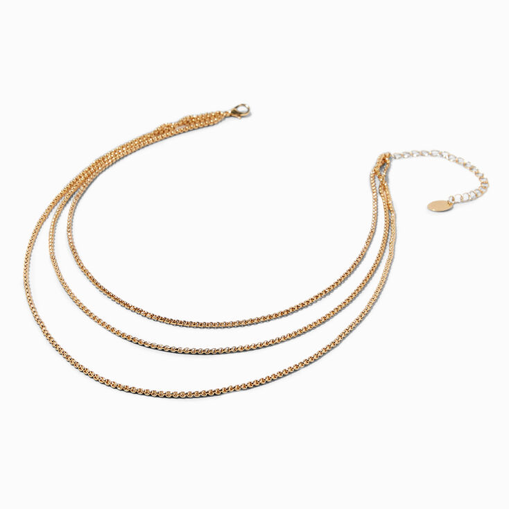 Gold-tone Ball Chain Multi-Strand Necklace,