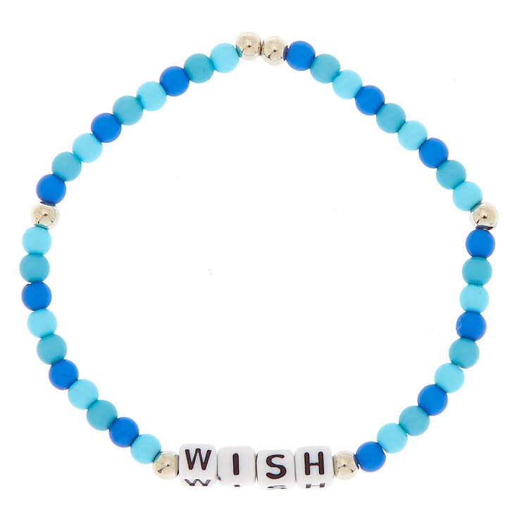 Claire's Bracelet élastique à perlé bleu « Wish »