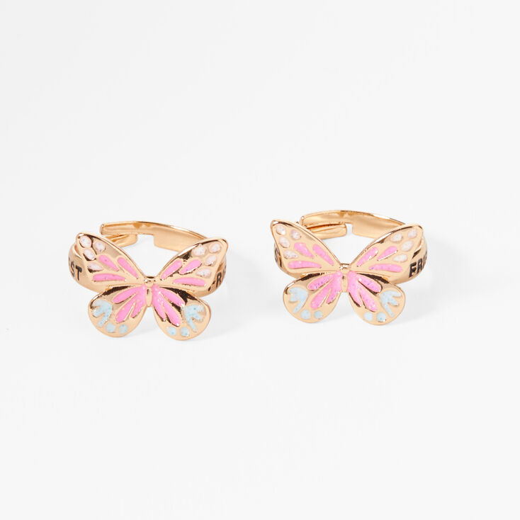 Best Friends Gold &amp; Pink Butterfly Rings - 2 Pack,