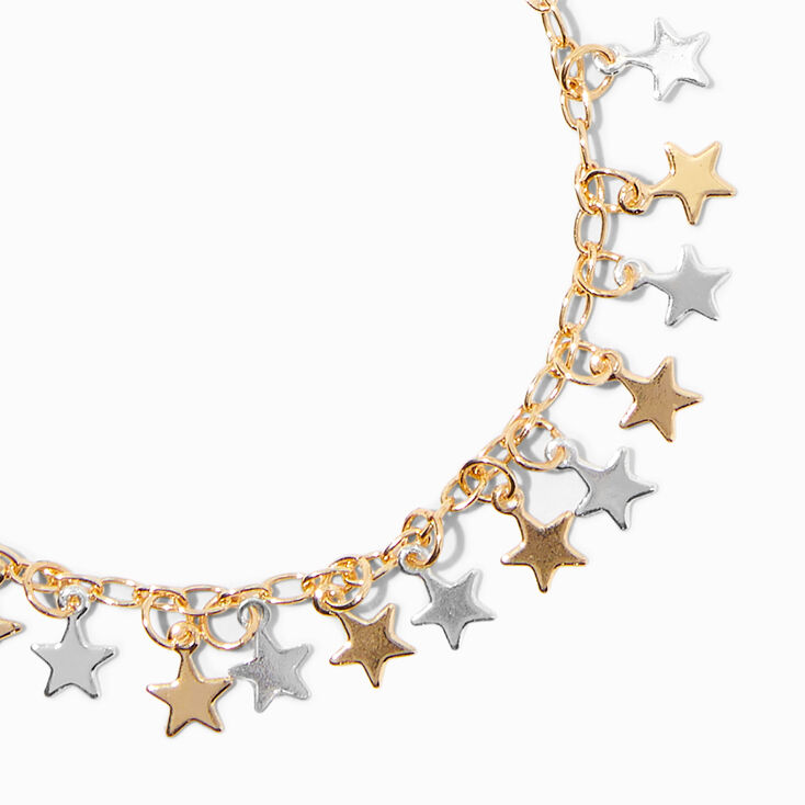 Mixed Metal Star Charm Bracelet,