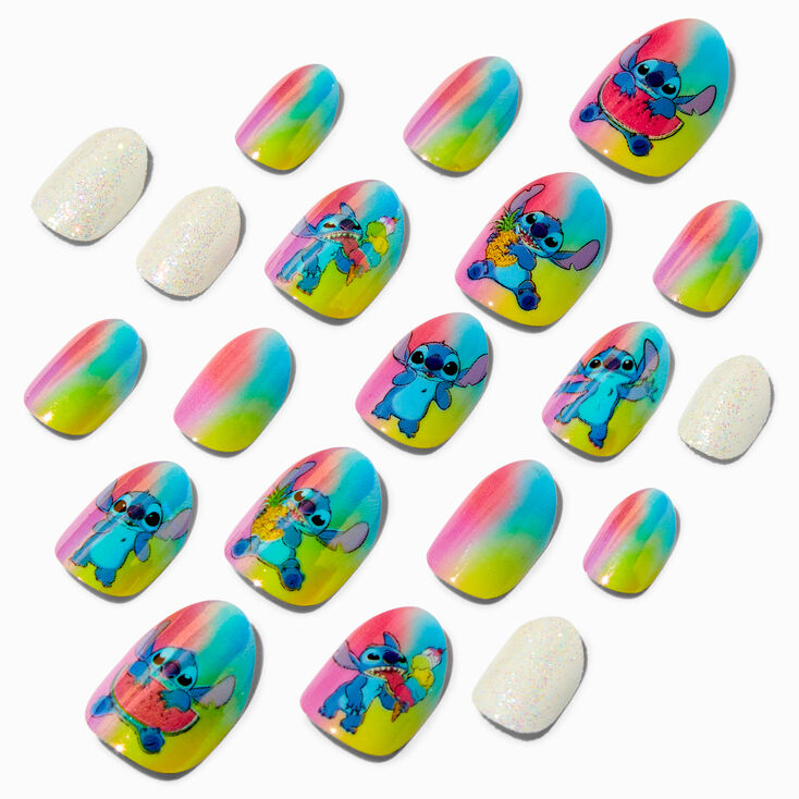 Disney Stitch Claire's Exclusive Foodie Stiletto Press On Faux Nail Set - 20 Pack