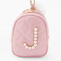 Initial Pearl Mini Backpack Keychain - Blush, J,