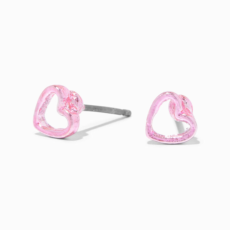 Pink Heart Cuout Stud Earrings,