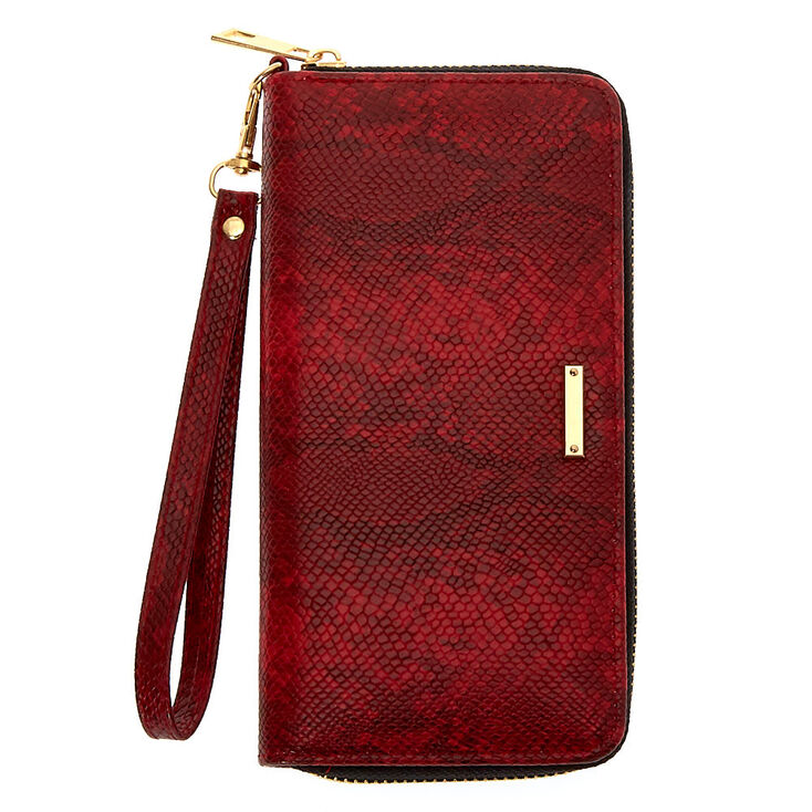 Claire's Pochette poignet en peau de serpent rouge