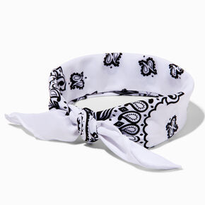 Bandeau bandana &agrave; motif cachemire blanc,