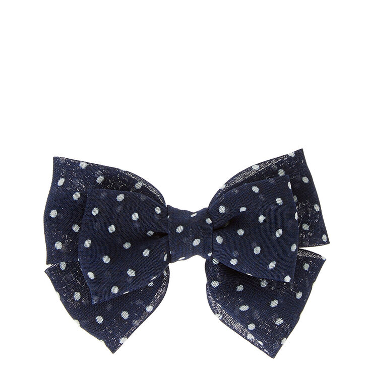 Polka Dot Hair Bow Clip Blue Claire S