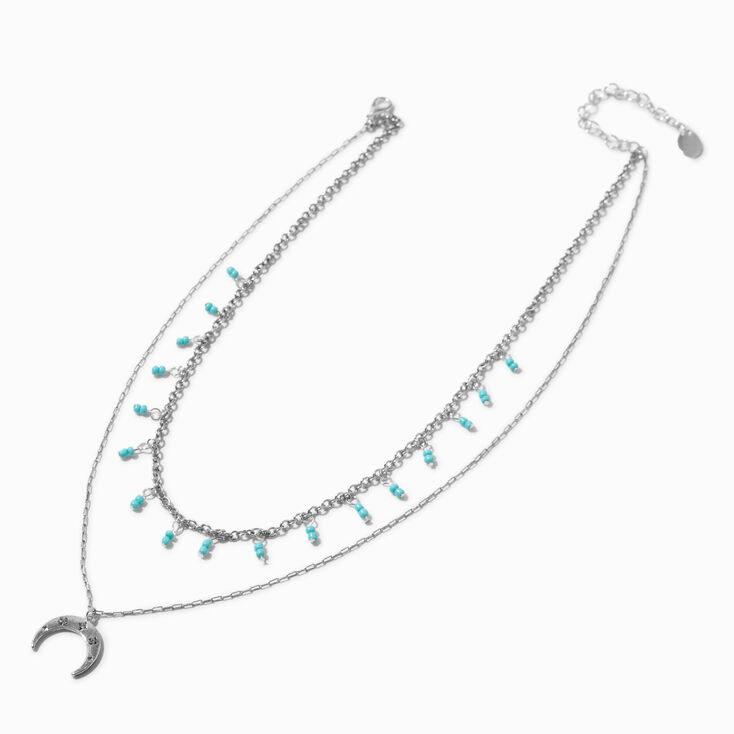 Silver-tone Turquoise Moon Multi-Strand Necklace ,