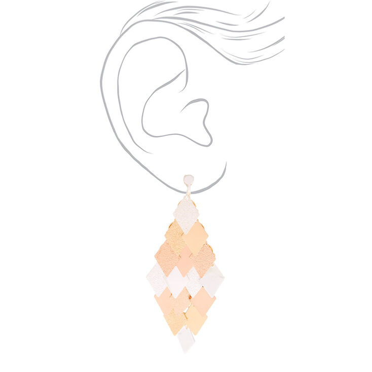 Mixed Metal 3&quot; Diamond Clip On Drop Earrings,