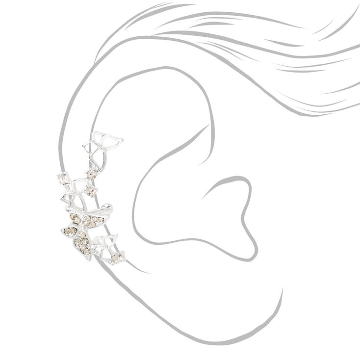 Silver Crystal Butterfly Ear Cuff Earring,