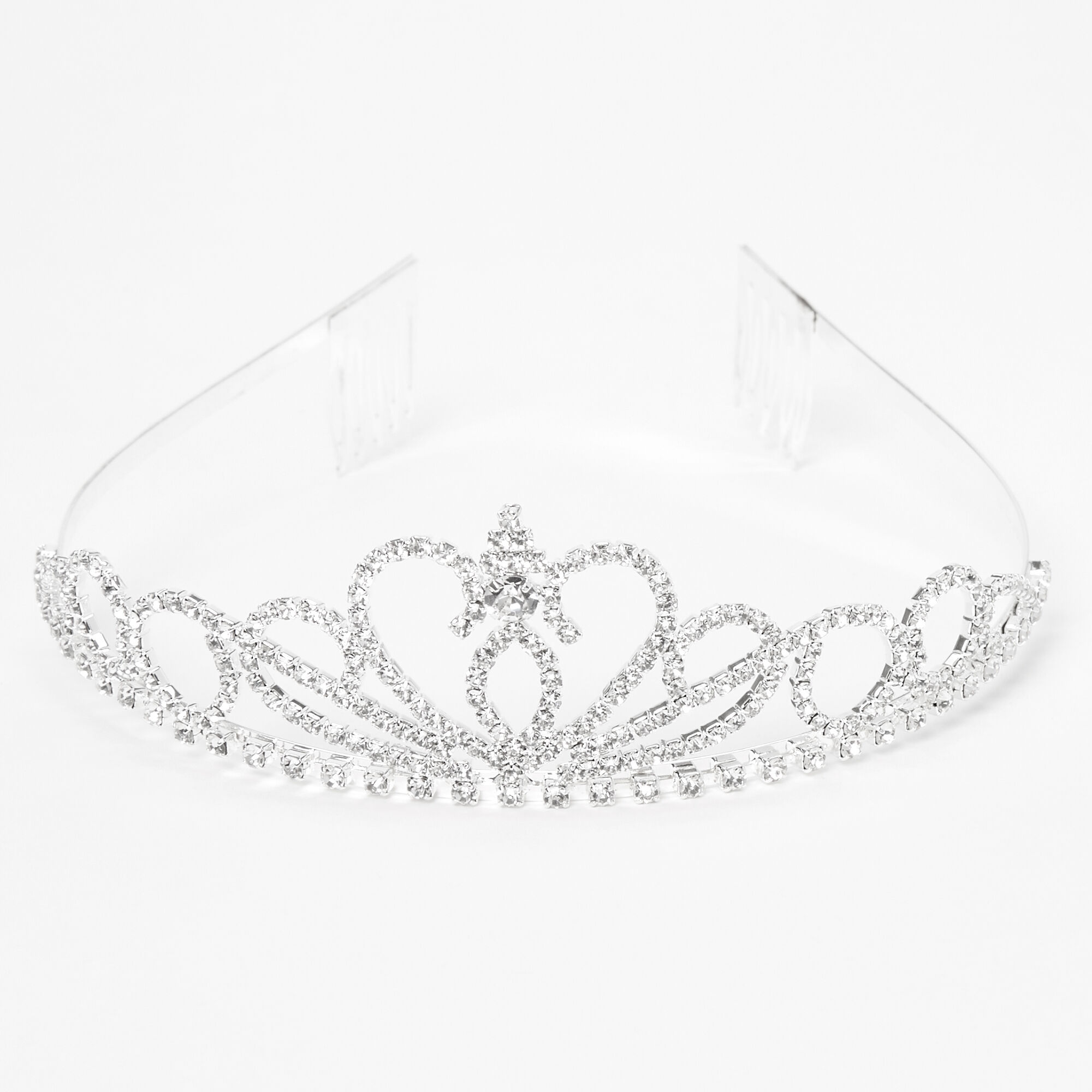 Diadème et boucles d'oreilles en gouttes avec strass couleur argentée - Lot de 2,