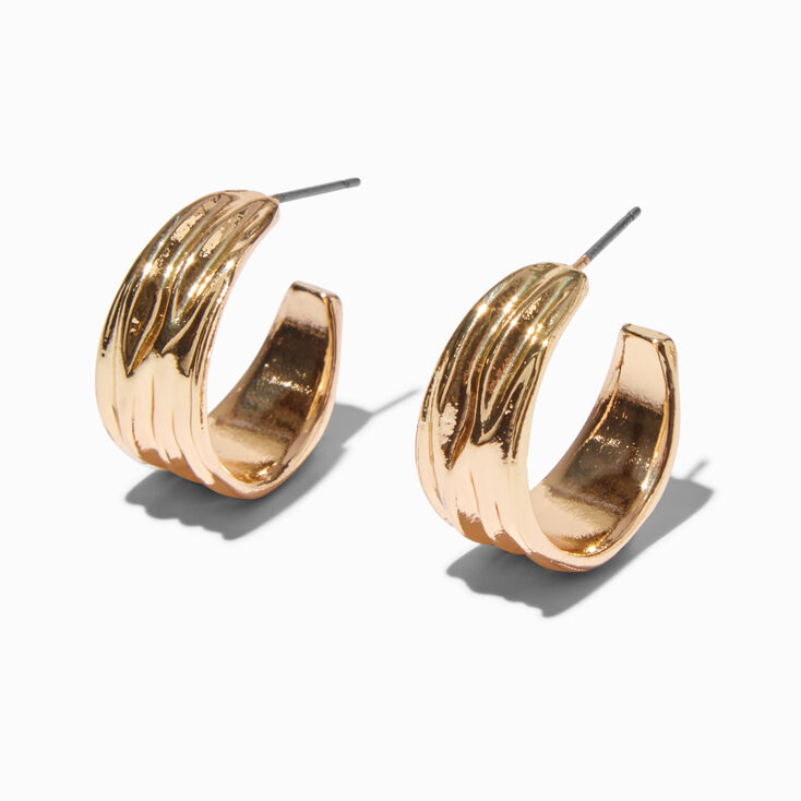 Gold-tone Wide Textured 20MM Hoop Earrings