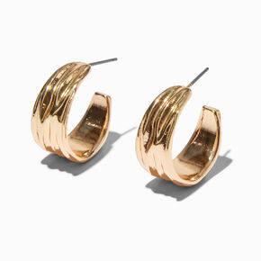 Gold-tone Wide Textured 20MM Hoop Earrings,