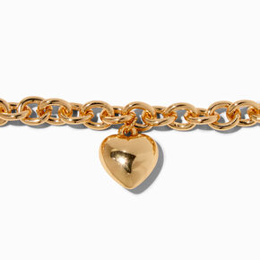 Gold-tone Heart Chain Bracelet ,