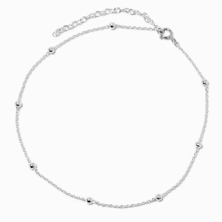 Sterling Silver Beaded Anklet,