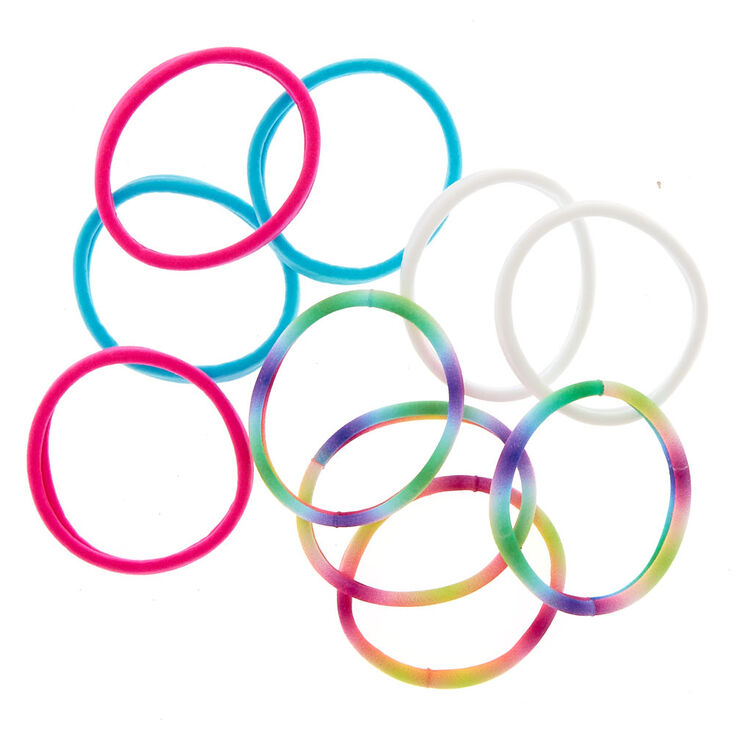 Rainbow Tie Dye Rolled Hair Bobbles - 10 Pack,