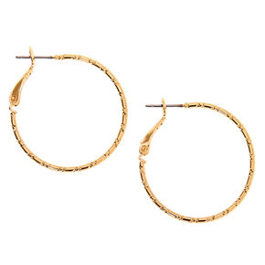 Gold-tone 30mm Textured Hoop Earrings,