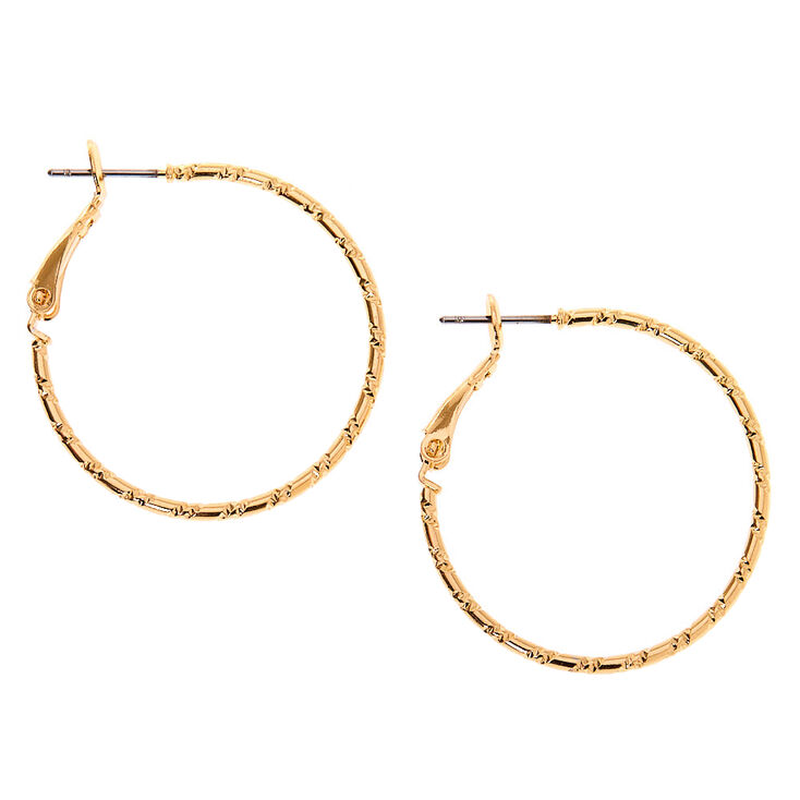 Gold-tone 30mm Textured Hoop Earrings,