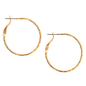 Gold 30MM Textured Hoop Earrings,