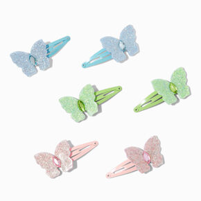 Claire&#39;s Club Glitter Butterfly Snap Hair Clips - 6 Pack,