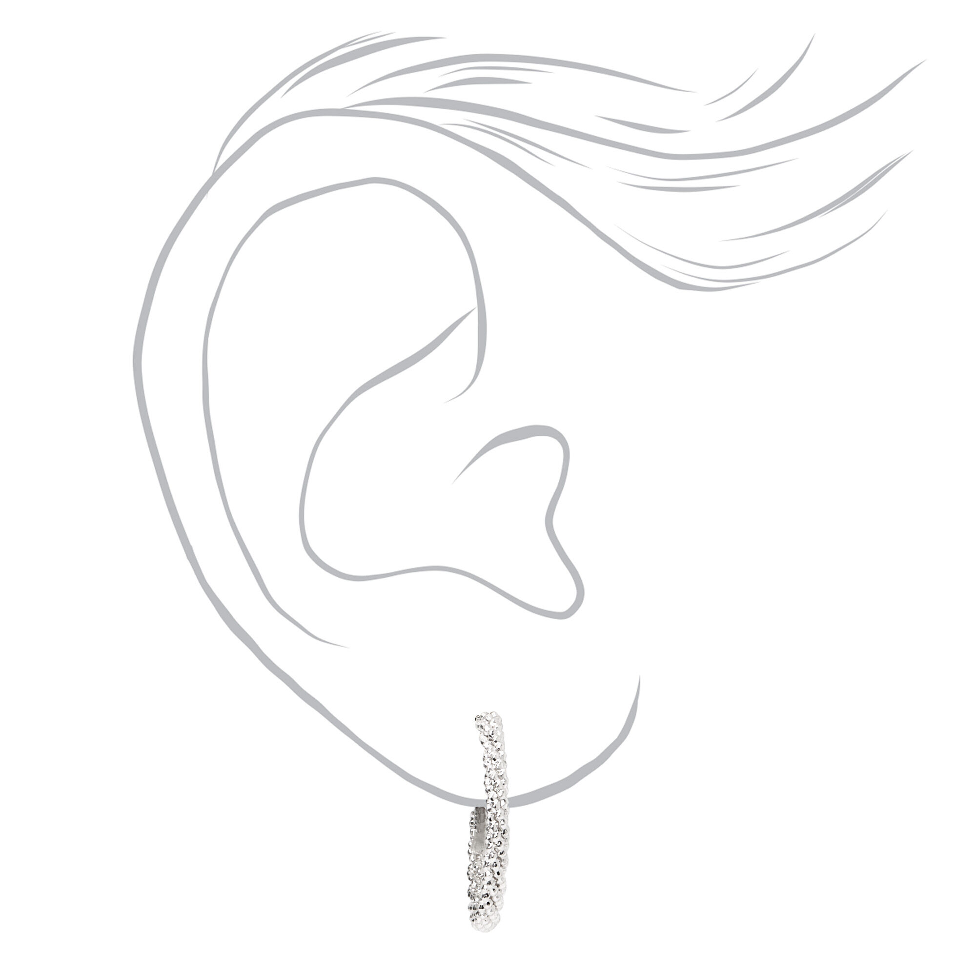 Silver-tone 20mm Laser Cut Twisted Hoop Earrings,