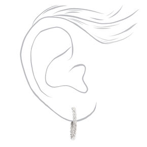 Silver-tone 20mm Laser Cut Twisted Hoop Earrings,