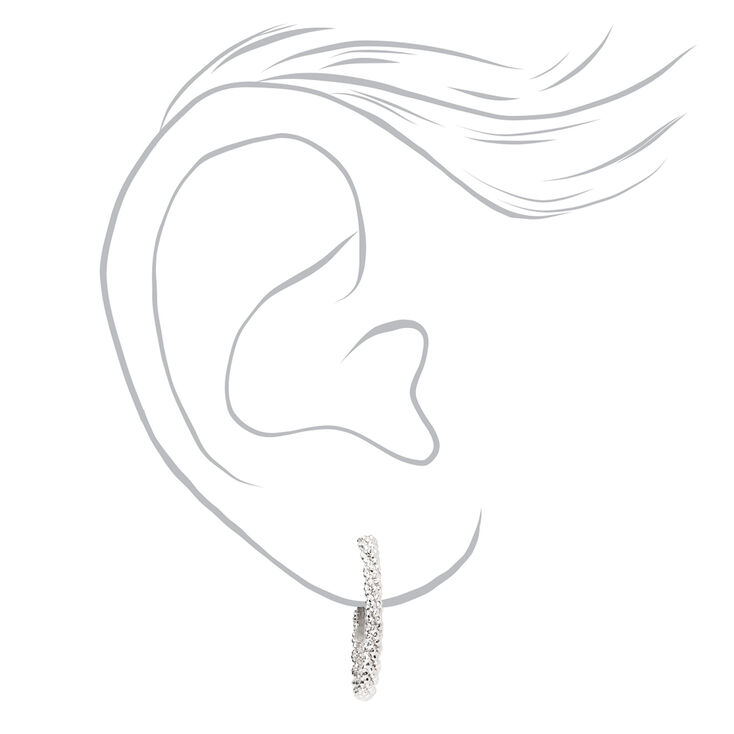 Silver-tone 20mm Laser Cut Twisted Hoop Earrings,