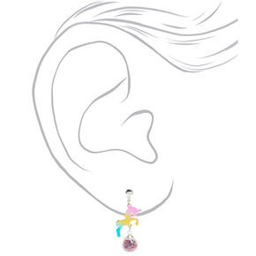 1&quot; Rainbow Unicorn Clip On Drop Earrings,