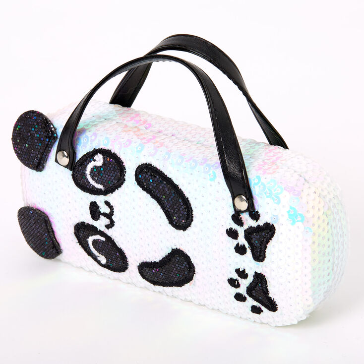 Claire's Club Sequin Panda Glasses Case - White