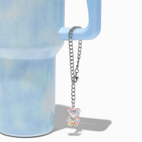 Pink Iridescent Bear Handle Charm,