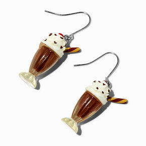 Silver 1&quot; Chocolate Shake Drop Earrings,