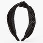 Claire&#39;s Club Polka Dot Pleated Knotted Headband - Black,