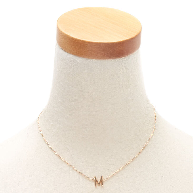 Gold Stone Initial Pendant Necklace - M,