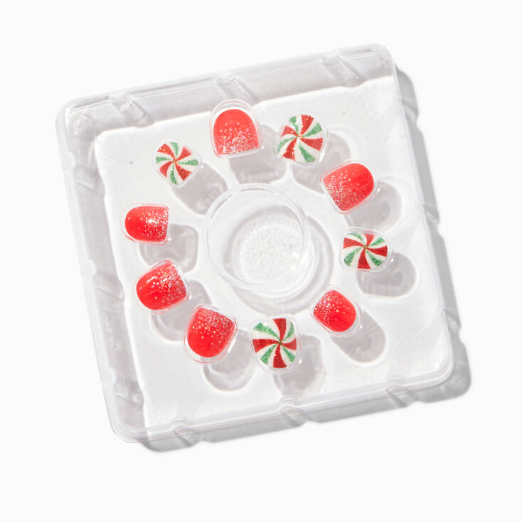 Claire&#39;s Club Red Lollipop Square Press On Vegan Faux Nail Set - 10 Pack,